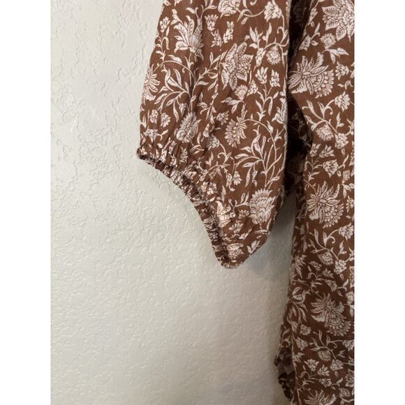 We The Free Border Batik Top Chestnut Brown Floral Size XS - Picture 6 of 9